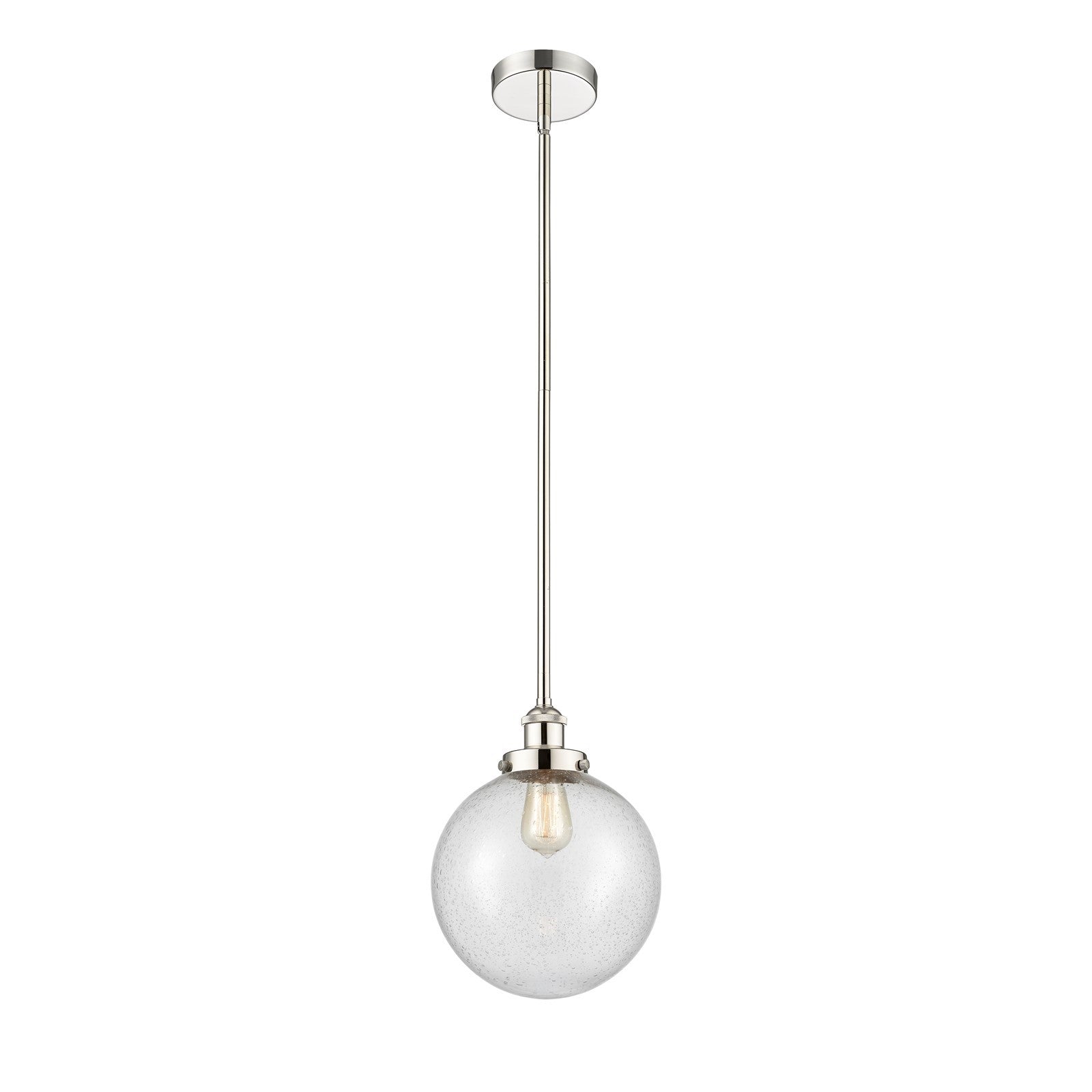 Innovations Beacon 10in 1-Light Mini Pendant | Industrial Polished Nickel Steel and Seedy Glass | Kitchen Island & Dining Room | Model 616-1SH-PN-G204-10