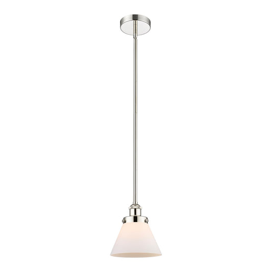 Innovations Cone 1-Light 7.75in Mini Pendant | Industrial Polished Nickel and Matte White Frosted Glass | Kitchen Island & | Model 616-1SH-PN-G41-LED