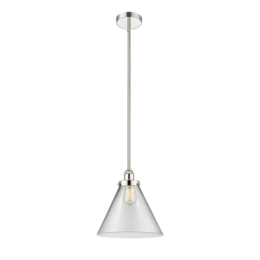 Innovations Cone 12in 1-Light Mini Pendant | Industrial Polished Nickel Steel and Clear Glass | Kitchen Island & Dining Room | 12 | Model 616-1SH-PN-G42-L