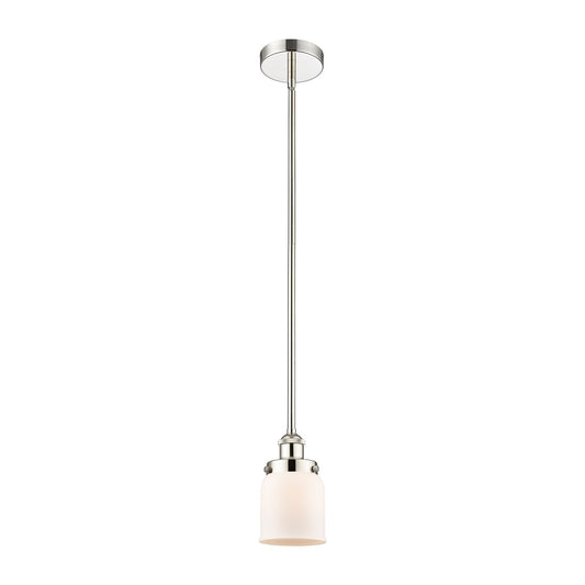 Innovations Bell 5in 1-Light Mini Pendant | Industrial Polished Nickel Steel and Matte White Frosted Glass | Kitchen Island & | Model 616-1SH-PN-G51-LED
