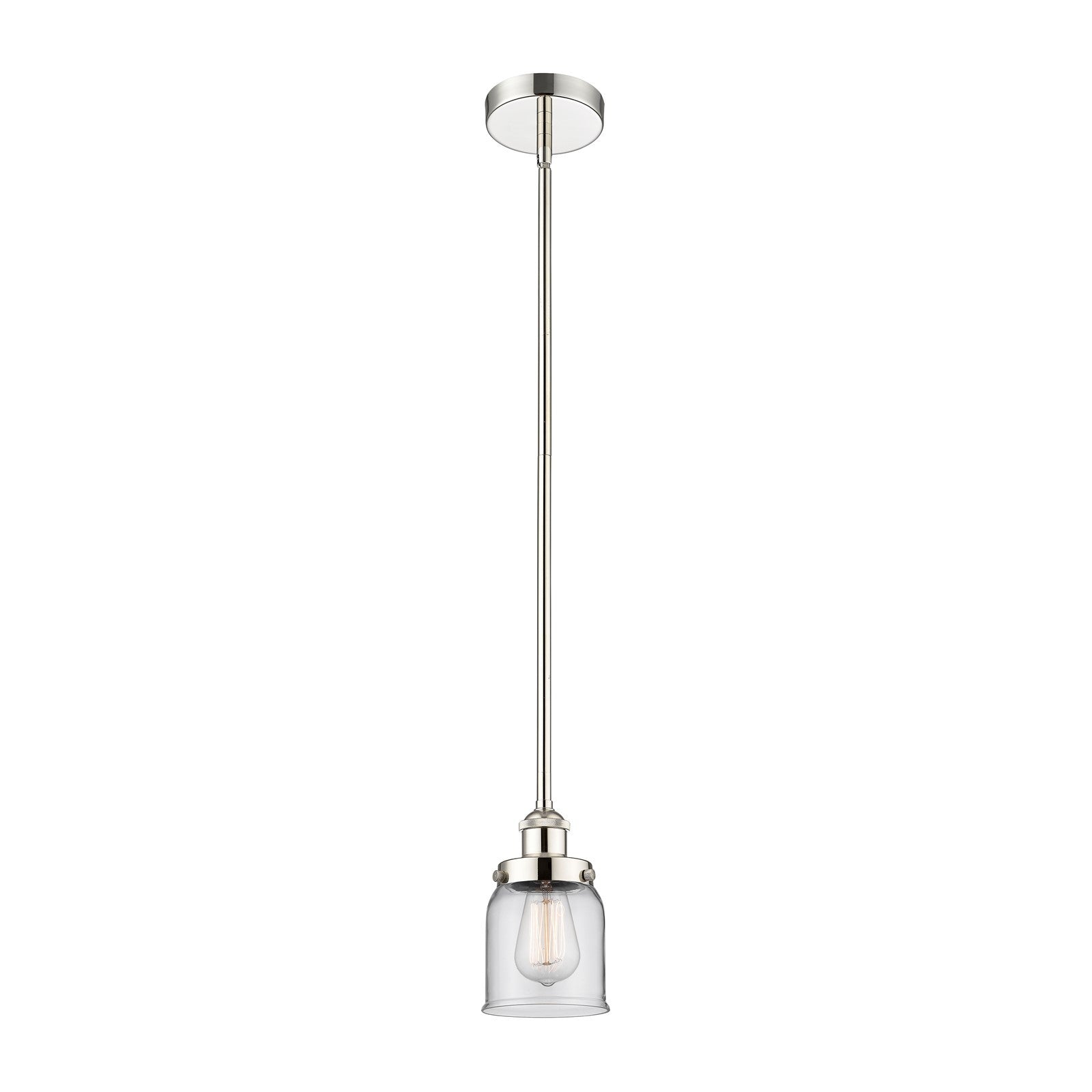 Innovations Bell 5in 1-Light Mini Pendant | Industrial Polished Nickel Steel and Clear Glass | Kitchen Island & Breakfast Nook | Model 616-1SH-PN-G52-LED