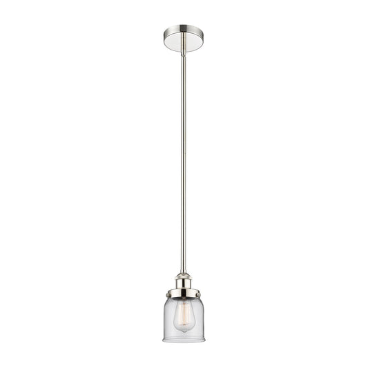 Innovations Bell 5in 1-Light Mini Pendant | Industrial Polished Nickel Steel and Clear Glass | Kitchen Island & Breakfast Nook | Model 616-1SH-PN-G52-LED