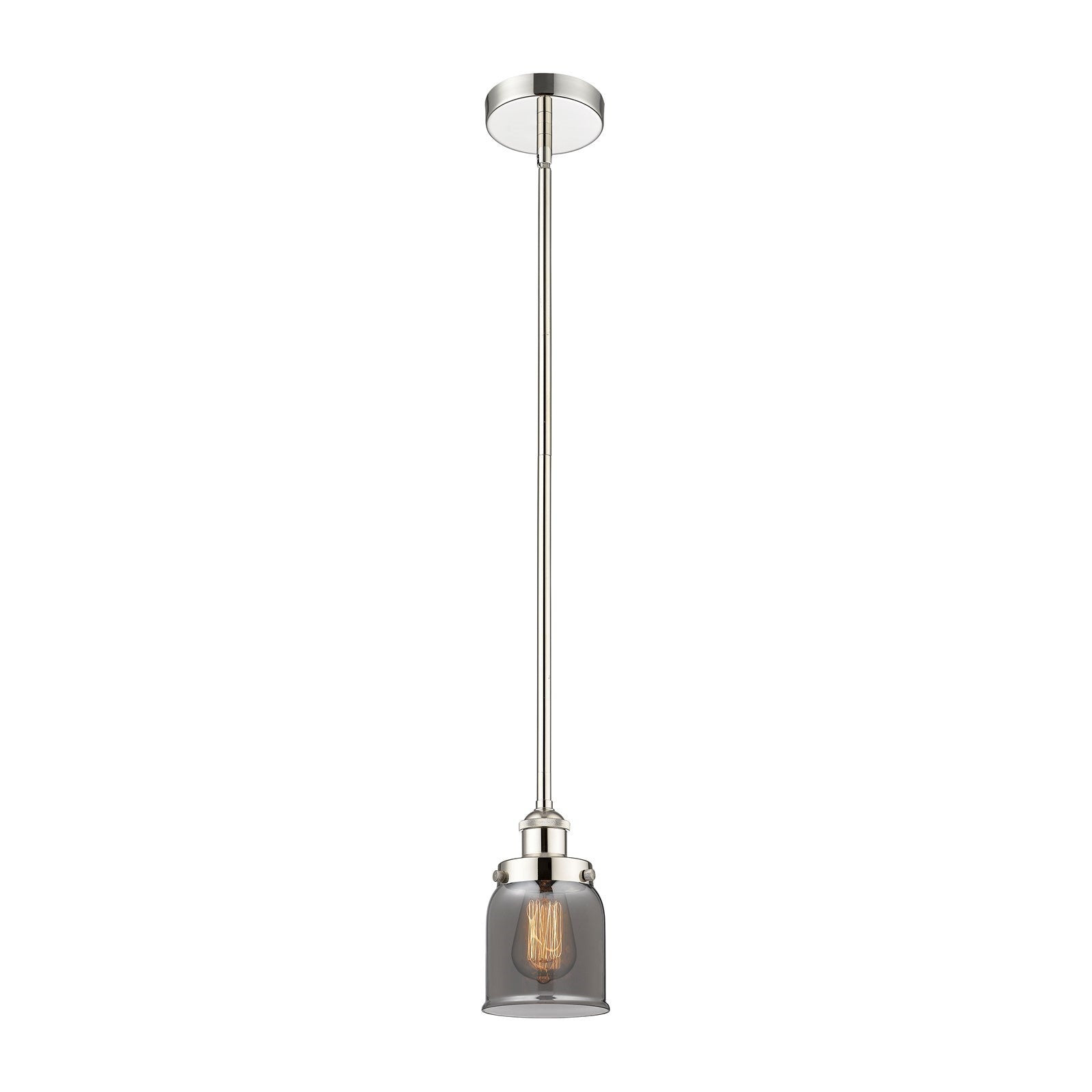 Innovations Bell 5in 1-Light Mini Pendant | Industrial Farmhouse Polished Nickel and Light Smoke Glass | Kitchen Island & Dining | Model 616-1SH-PN-G53