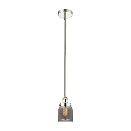 Innovations Bell 5in 1-Light Mini Pendant | Industrial Farmhouse Polished Nickel and Light Smoke Glass | Kitchen Island & Dining | Model 616-1SH-PN-G53