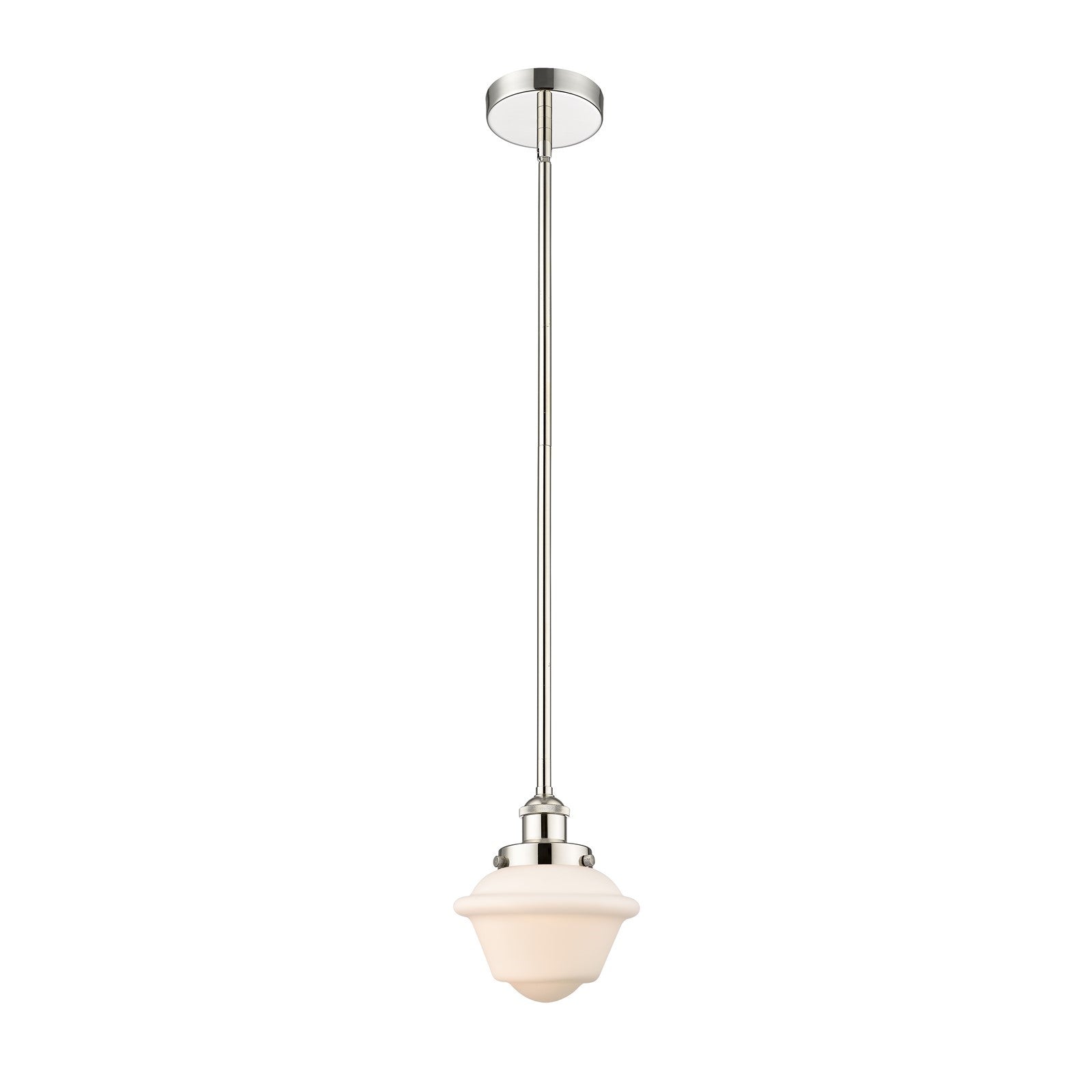 Innovations Oxford 7.25in 1-Light Mini Pendant | Traditional Polished Nickel and Matte White Frosted Glass | Kitchen Island & | Model 616-1SH-PN-G531