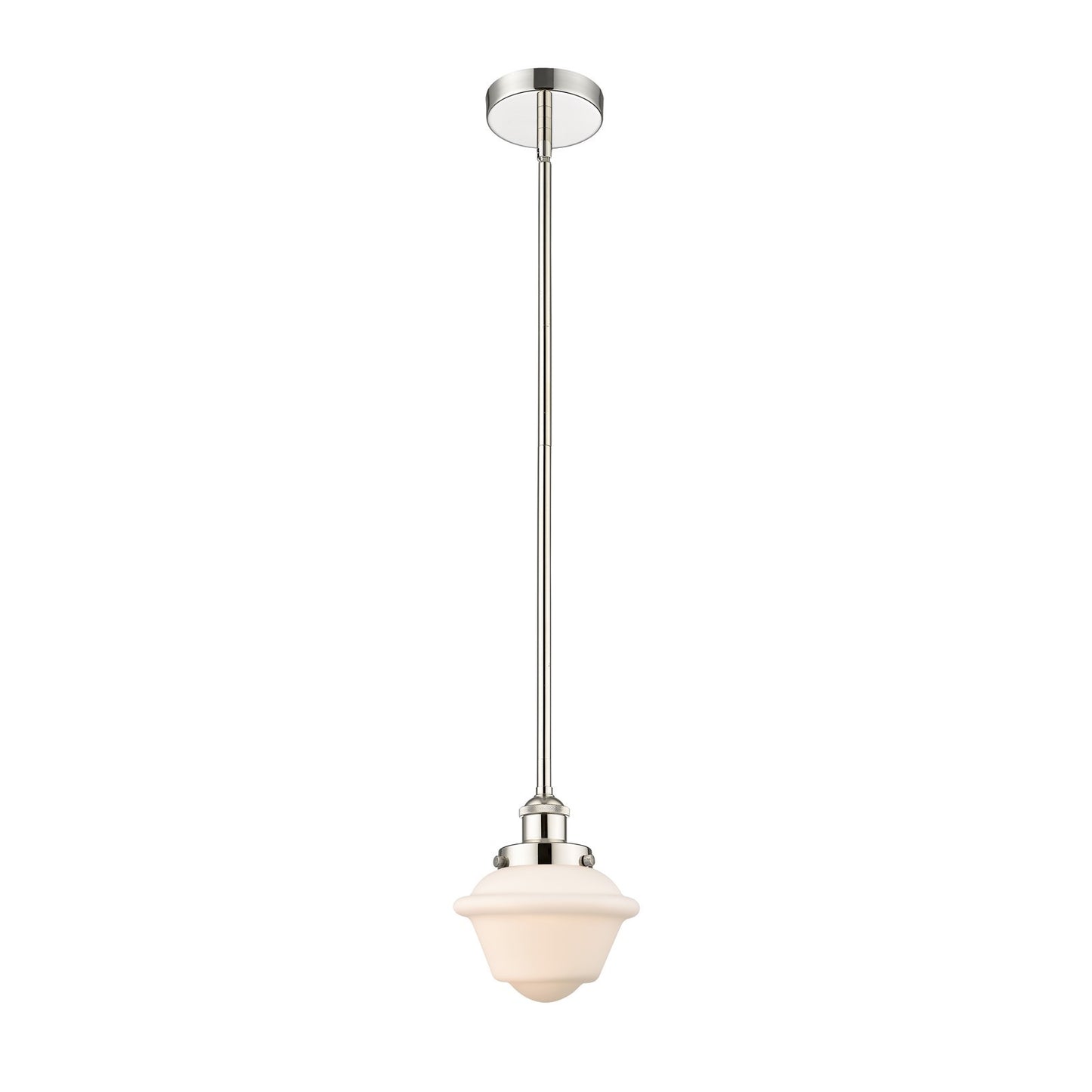 Innovations Oxford 7.25in 1-Light Mini Pendant | Traditional Polished Nickel and Matte White Frosted Glass | Kitchen Island & | Model 616-1SH-PN-G531-LED