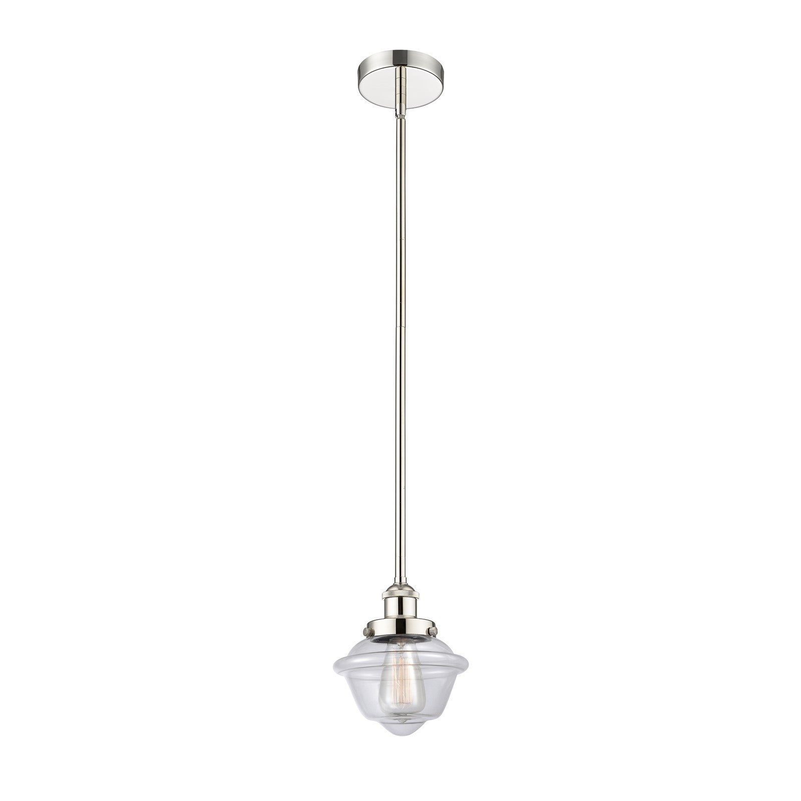 Innovations Oxford 7.25in 1-Light Mini Pendant | Traditional Polished Nickel Steel and Clear Glass | Kitchen Island & Dining | Model 616-1SH-PN-G532-LED