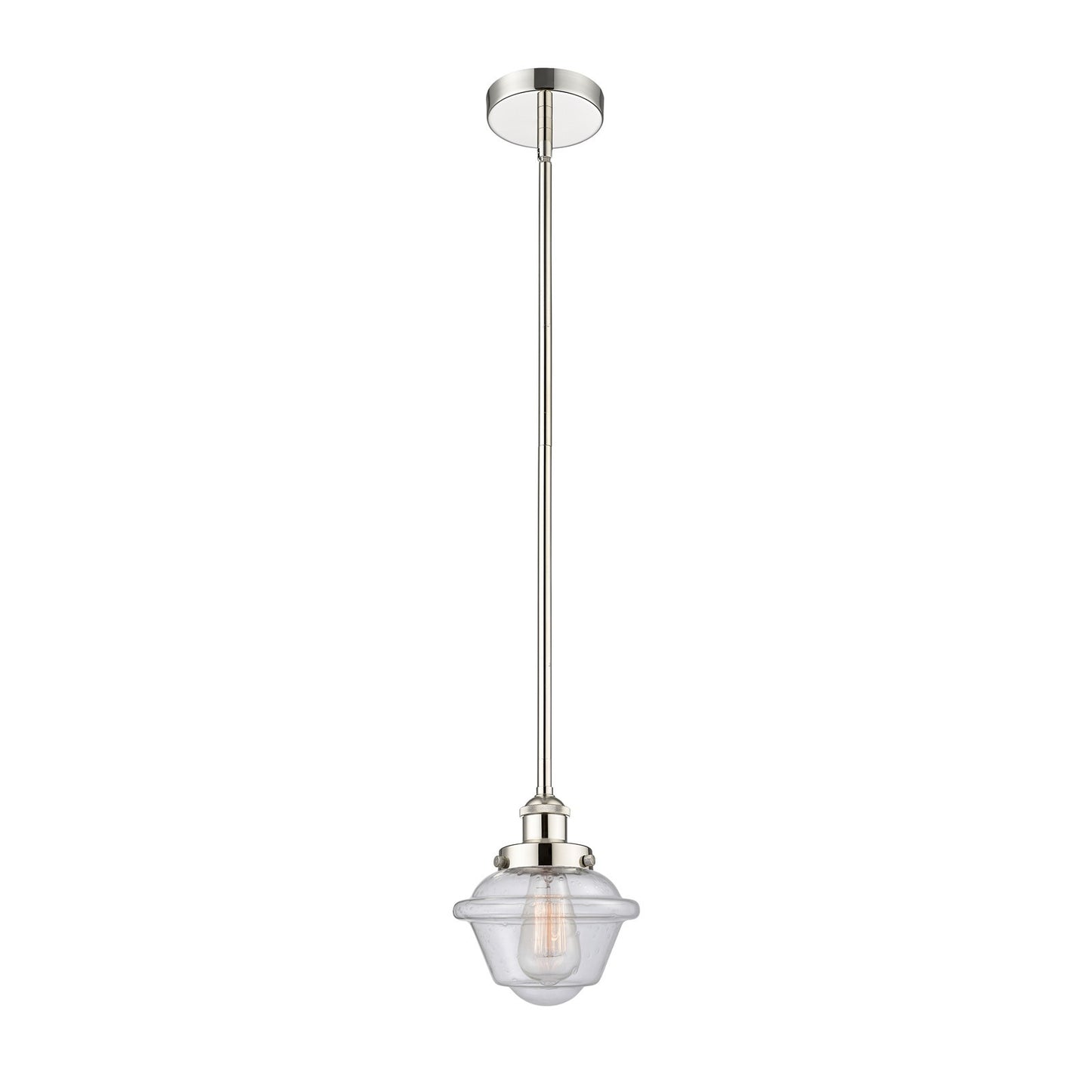 Innovations Oxford 7.25in 1-Light Mini Pendant | Traditional Polished Nickel Steel and Seedy Glass | Kitchen Island & Dining | Model 616-1SH-PN-G534-LED