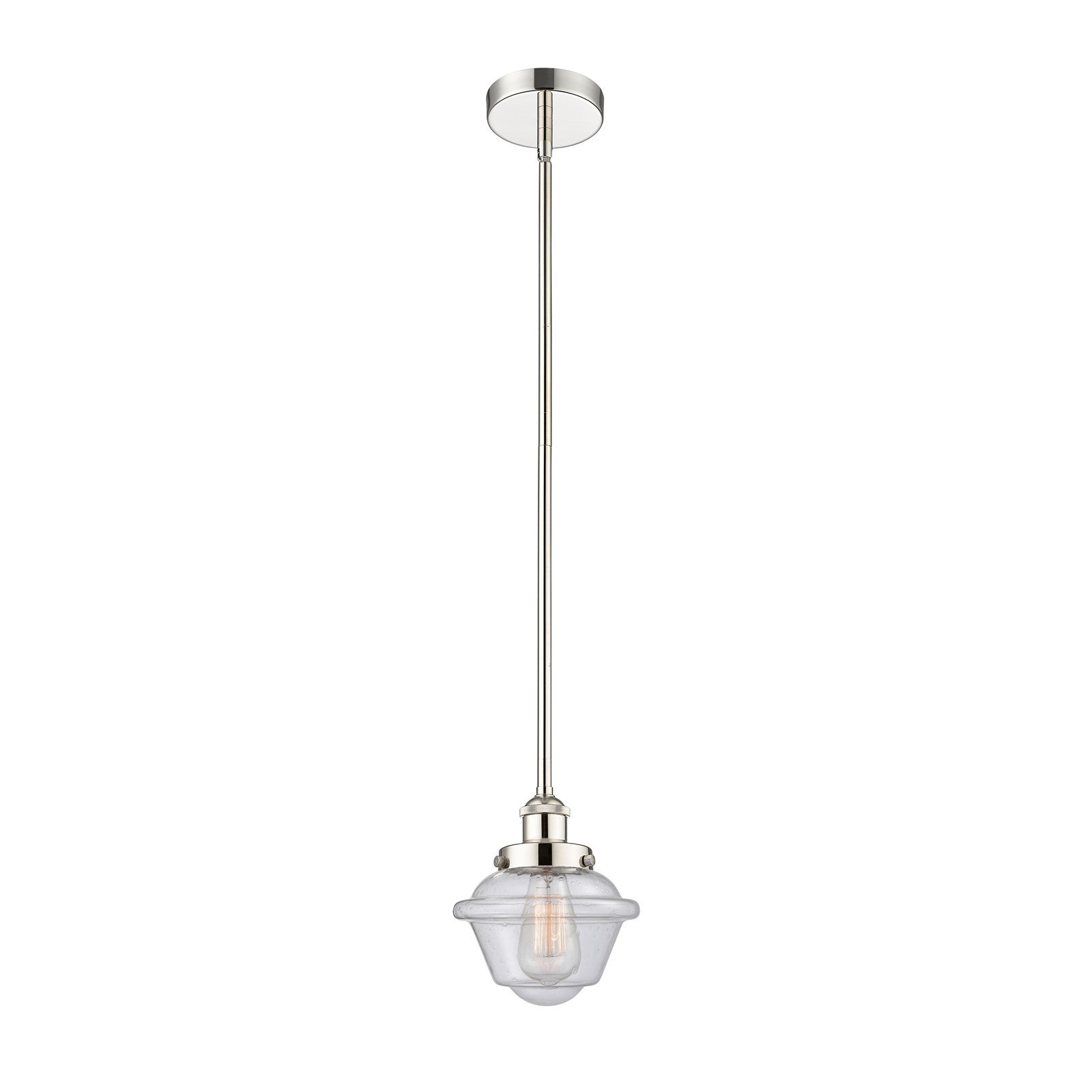Innovations Oxford 7.25in 1-Light Mini Pendant | Traditional Polished Nickel Steel and Seedy Glass | Kitchen Island & Dining | Model 616-1SH-PN-G534-LED