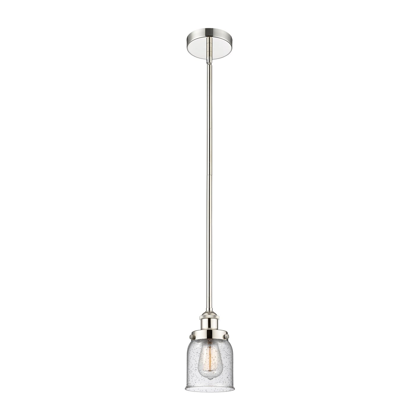 Innovations Bell 5in 1-Light Mini Pendant | Industrial Farmhouse Polished Nickel and Seedy Glass | Kitchen Island & Dining Room | 5 | Model 616-1SH-PN-G54