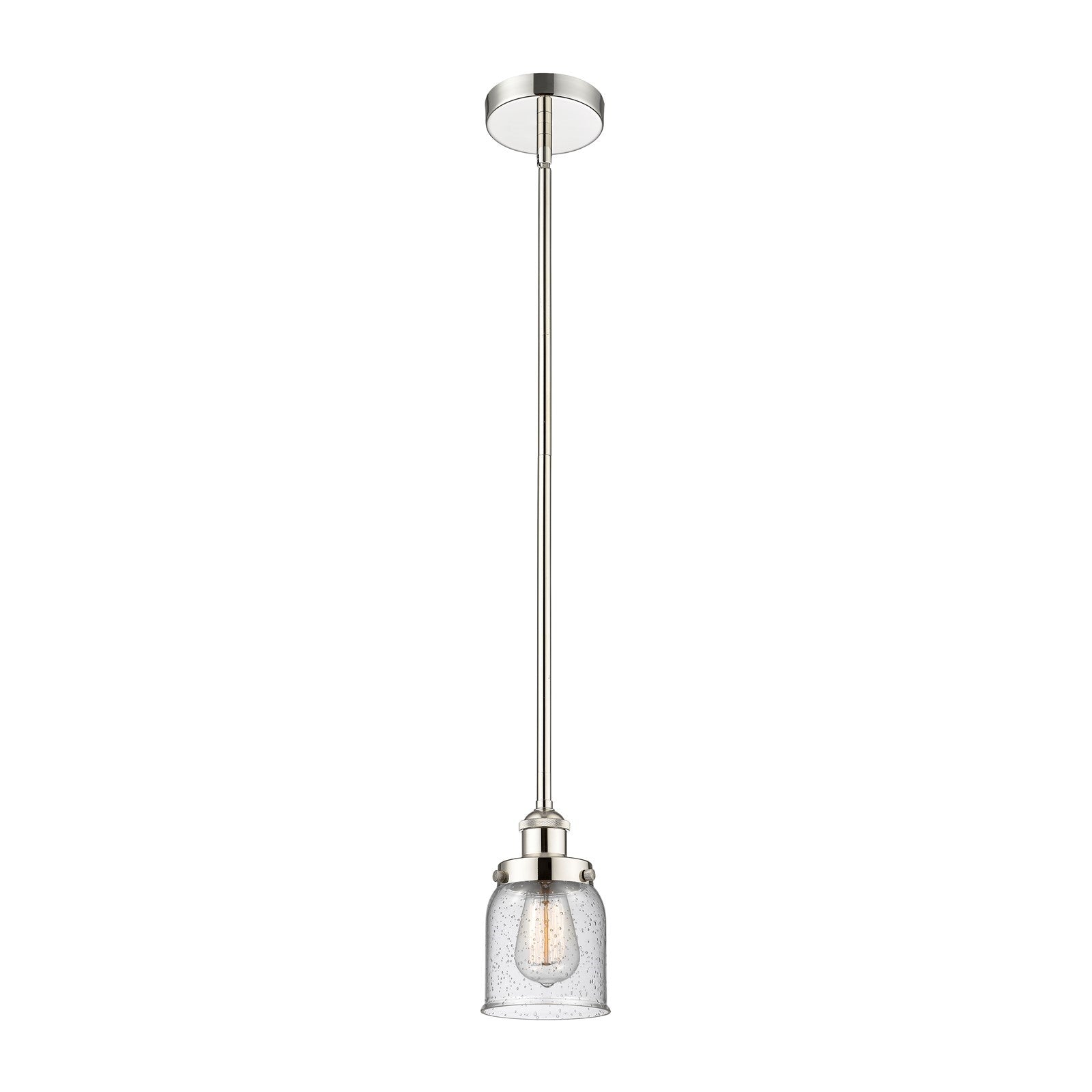 Innovations Bell 5in 1-Light Mini Pendant | Industrial Farmhouse Polished Nickel and Seedy Glass | Kitchen Island & Dining Room | Model 616-1SH-PN-G54-LED