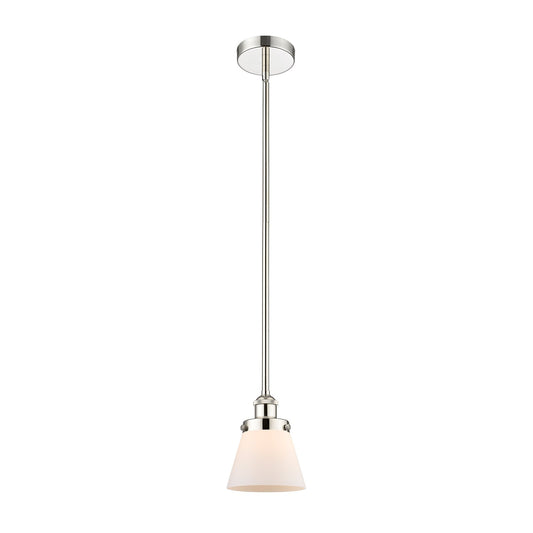 Innovations Cone 6.25in 1-Light Mini Pendant | Industrial Polished Nickel and Matte White Frosted Glass | Kitchen Island & | Model 616-1SH-PN-G61-LED