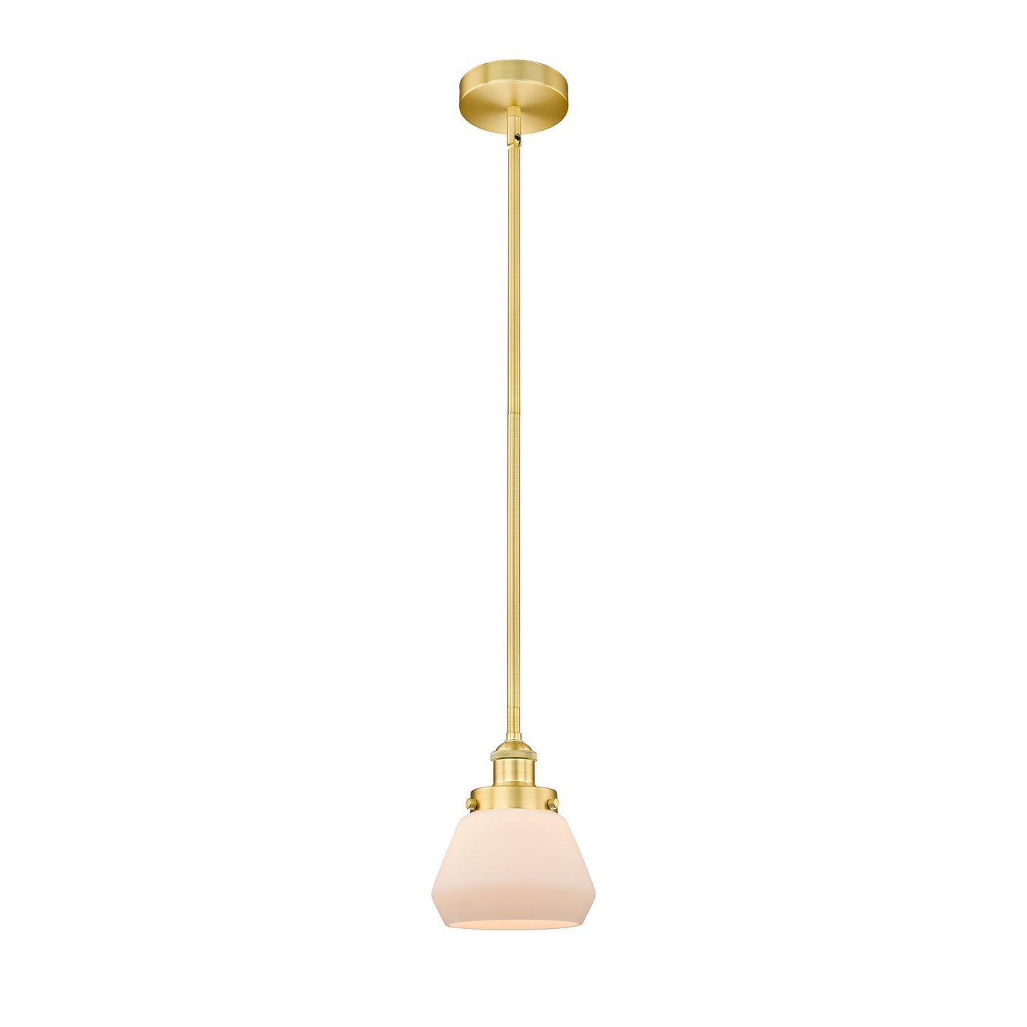 Innovations Fulton 7in 1-Light Mini Pendant | Industrial Satin Gold Steel and Matte White Frosted Glass | Kitchen Island & Dining | Model 616-1SH-SG-G171