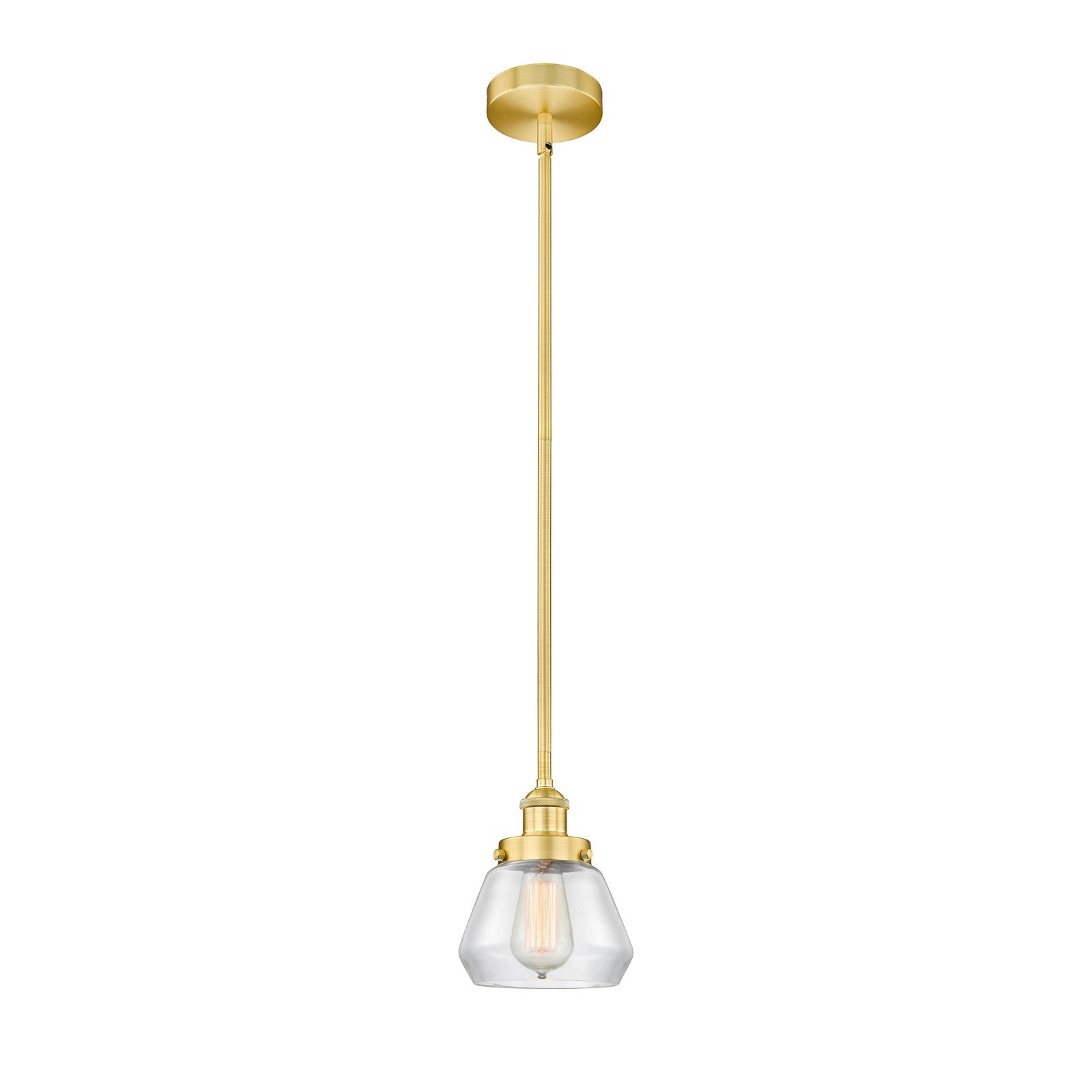 Innovations Fulton 7in 1-Light Mini Pendant | Industrial Satin Gold Steel and Clear Glass | Kitchen Island & Dining Room | 7 x | Model 616-1SH-SG-G172-LED