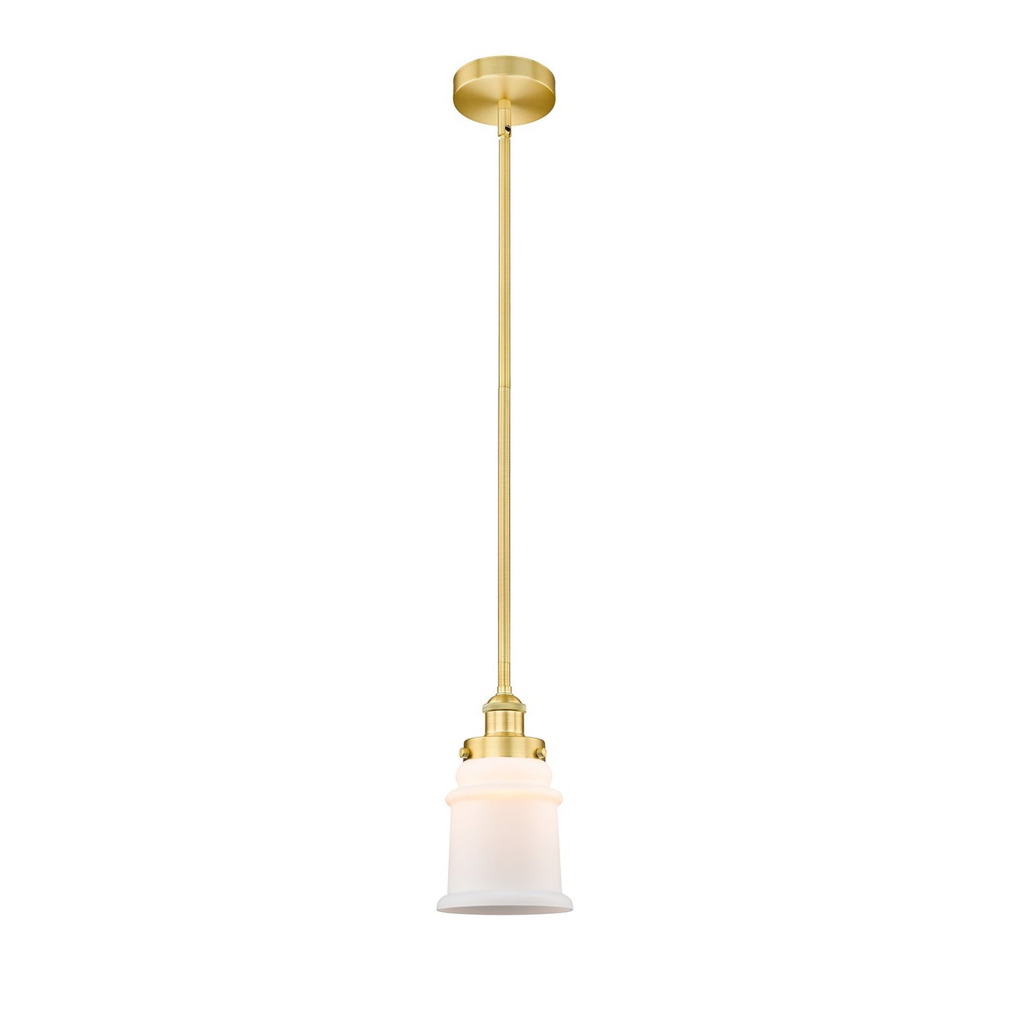 Innovations Canton 6in 1-Light Mini Pendant | Industrial Satin Gold Steel and Matte White Frosted Glass | Kitchen Island & | Model 616-1SH-SG-G181-LED