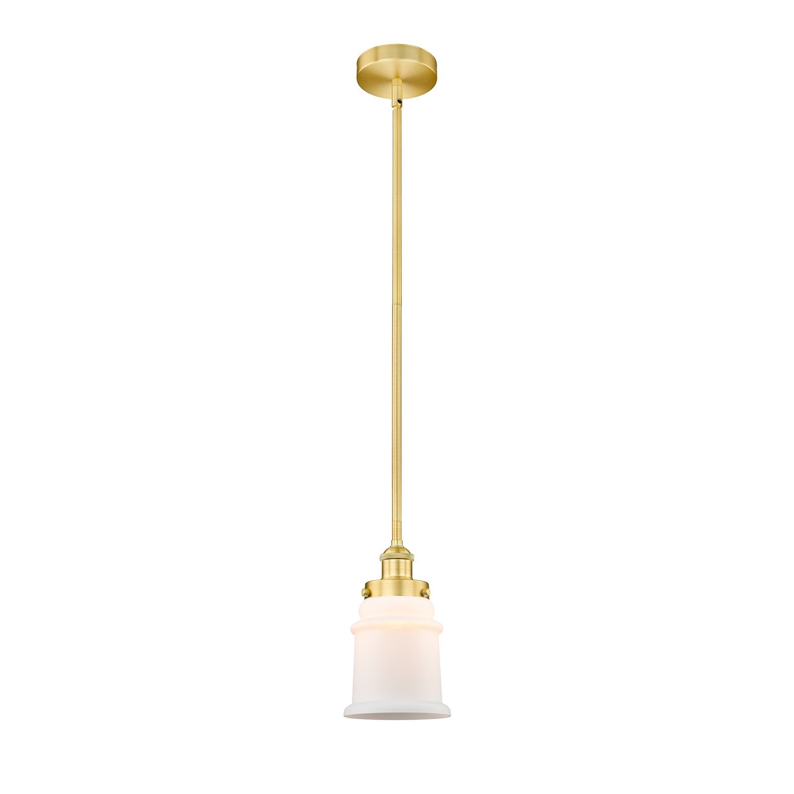 Innovations Canton 6in 1-Light Mini Pendant | Industrial Satin Gold Steel and Matte White Frosted Glass | Kitchen Island & | Model 616-1SH-SG-G181-LED