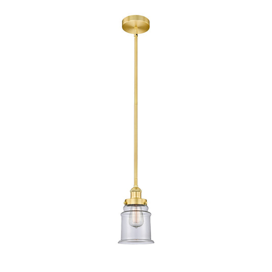 Innovations Canton 6in 1-Light Mini Pendant | Industrial Satin Gold Steel and Clear Glass | Kitchen Island & Dining Room | 6 x 6 x | Model 616-1SH-SG-G182