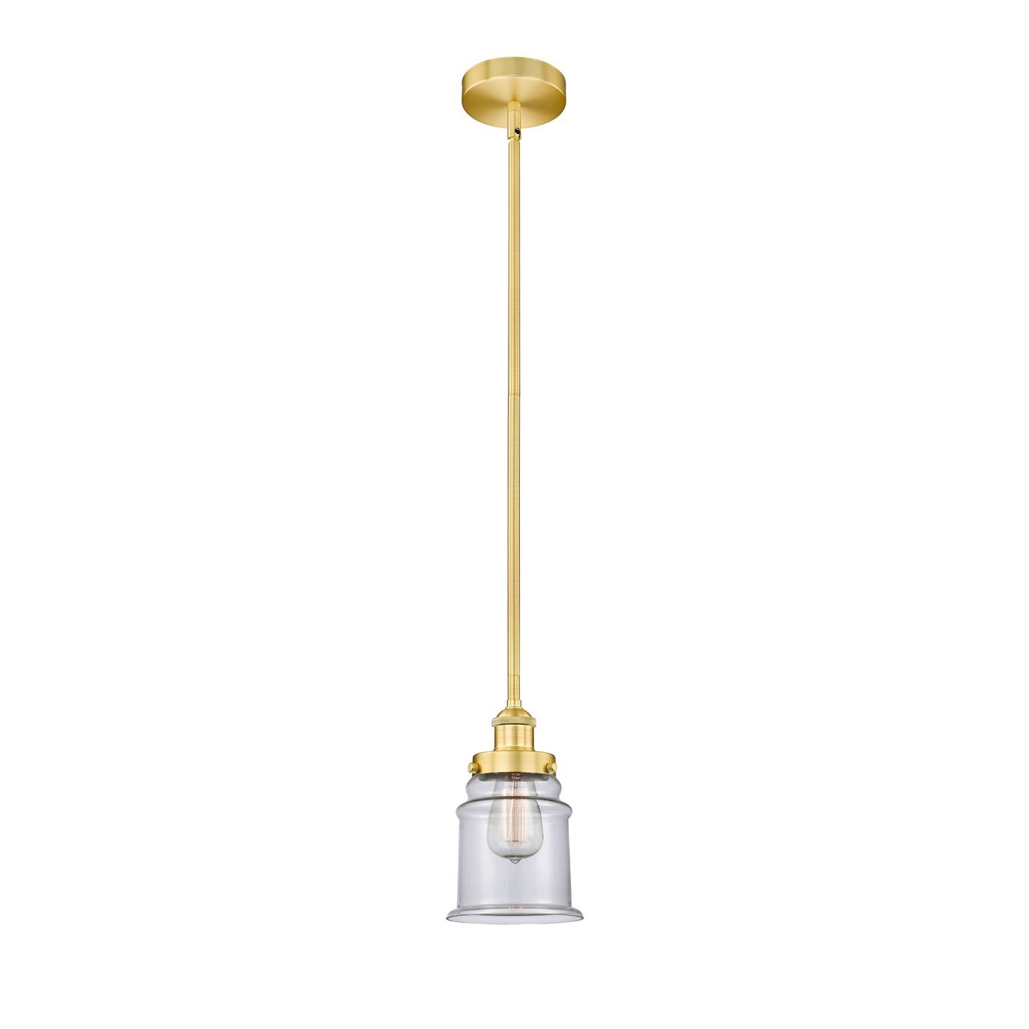 Innovations Canton 6in 1-Light Mini Pendant | Industrial Satin Gold Steel and Clear Glass | Kitchen Island & Dining Room | 6 x | Model 616-1SH-SG-G182-LED