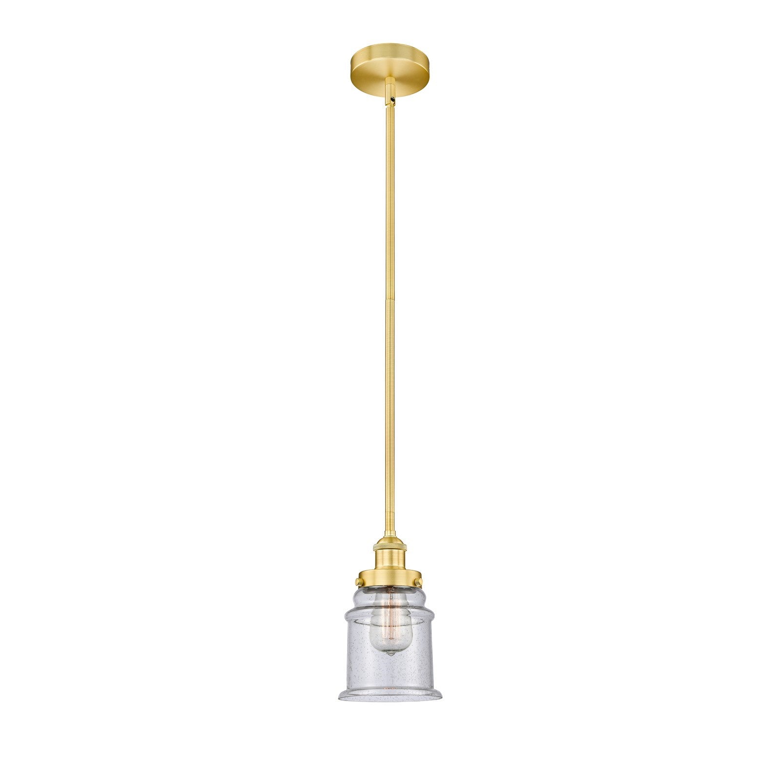 Innovations Canton 6in 1-Light Mini Pendant | Industrial Satin Gold Steel and Seedy Glass | Kitchen Island & Dining Room | 6 x | Model 616-1SH-SG-G184-LED