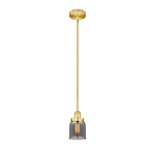 Innovations Bell 5in 1-Light Mini Pendant | Industrial Satin Gold Steel and Light Smoke Glass | Kitchen Island & Dining Room | 5 x | Model 616-1SH-SG-G53
