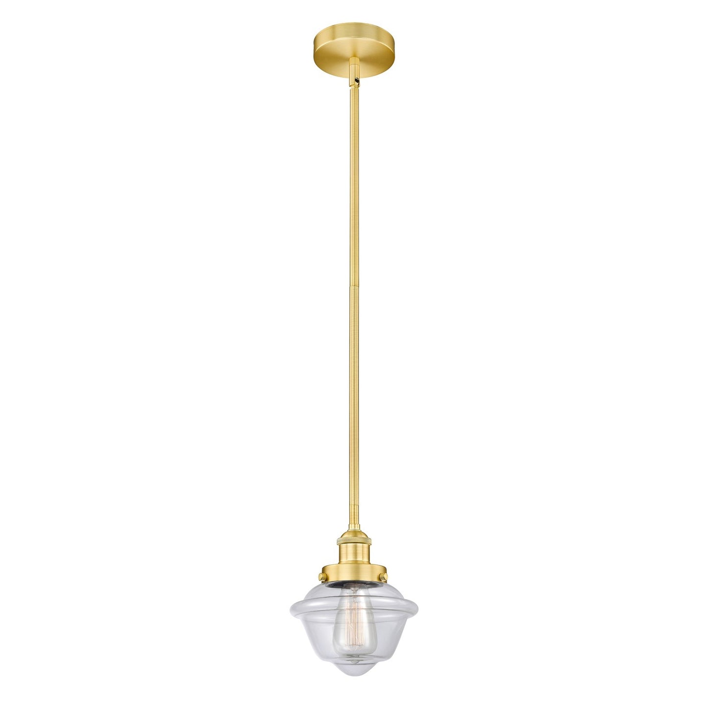 Innovations Oxford 7in 1-Light Mini Pendant | Traditional Satin Gold Steel and Clear Glass | Kitchen Island & Dining Room | 7.25 x | Model 616-1SH-SG-G532