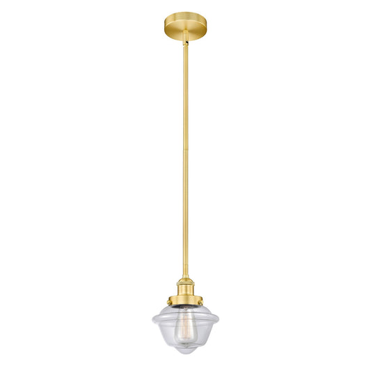 Innovations Oxford 7in 1-Light Mini Pendant | Traditional Satin Gold Steel and Clear Glass | Kitchen Island & Dining Room | 7.25 x | Model 616-1SH-SG-G532