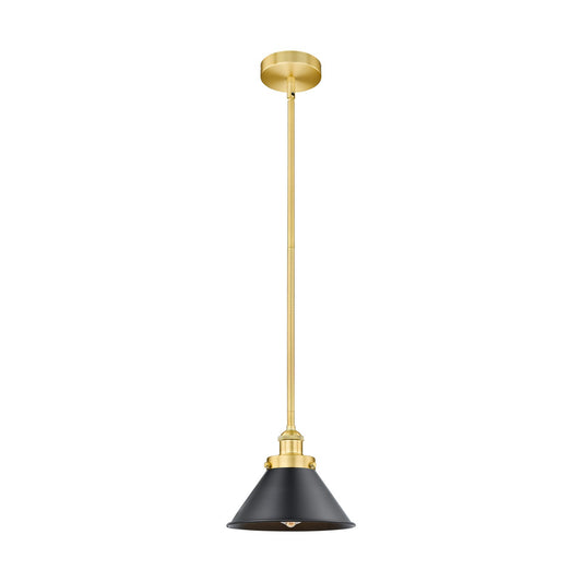 Innovations Briarcliff 10in 1-Light Mini Pendant | Traditional Industrial Satin Gold Steel and Matte Black Metal | Kitchen | Model 616-1SH-SG-M10-BK
