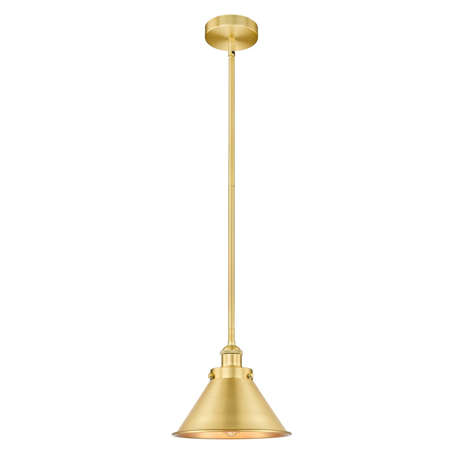 Innovations Briarcliff 10in 1-Light Mini Pendant | Traditional Industrial Satin Gold Steel and Cast Brass with Satin Gold Metal | Model 616-1SH-SG-M10-SG