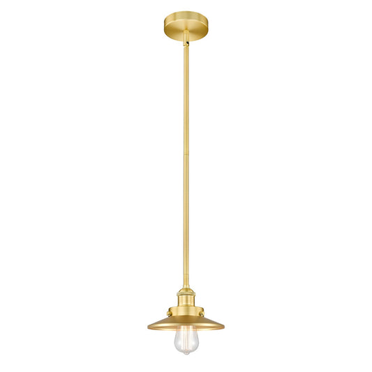 Innovations Lighting Edison 8in 1-Light Mini Pendant | Industrial Satin Gold Steel and Cast Brass with Satin Gold Metal Cone Shade | Model 616-1SH-SG-M4