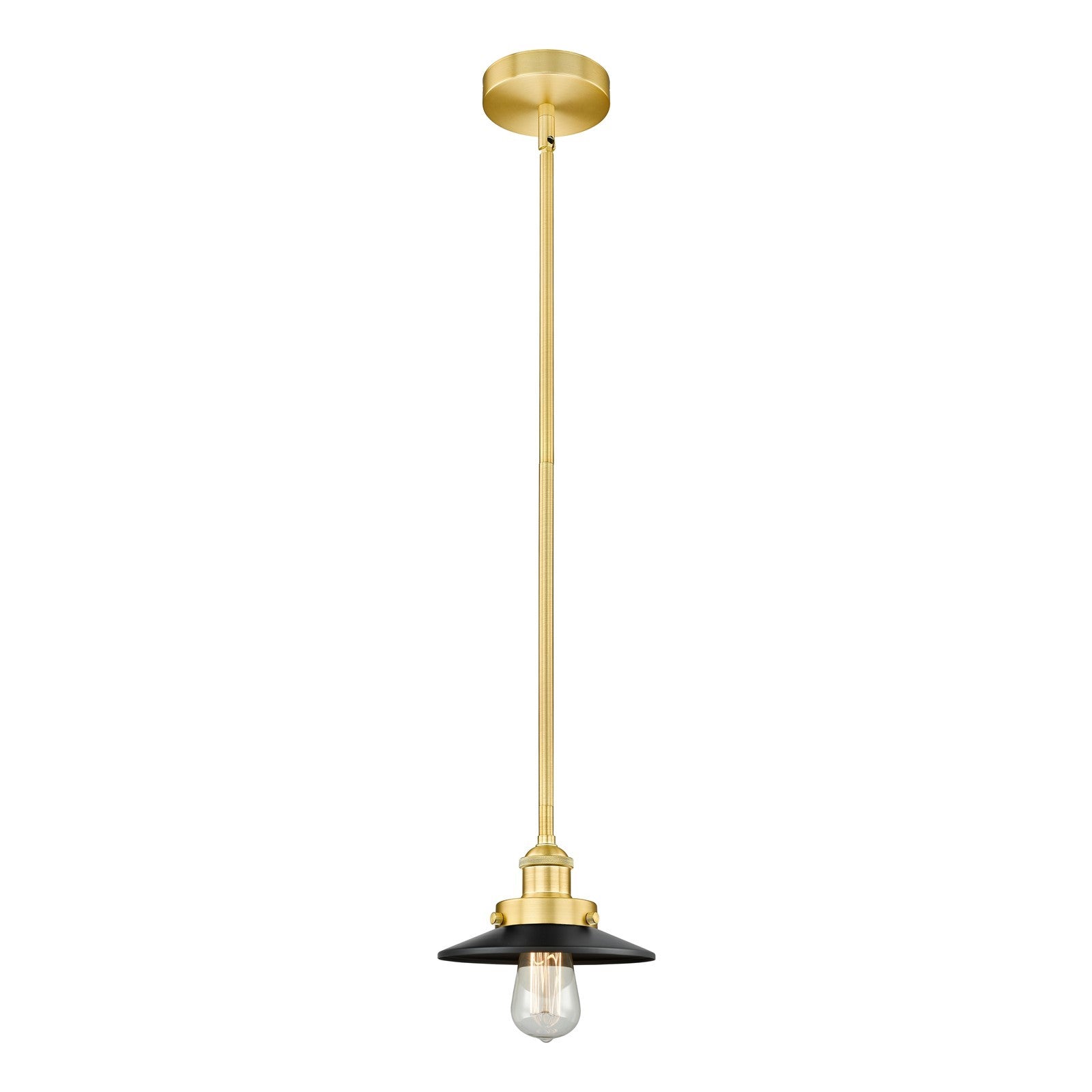 Innovations Edison 8in 1-Light Mini Pendant | Traditional Industrial Satin Gold and Matte Black Metal | Kitchen Island & | Model 616-1SH-SG-M6-BK-LED