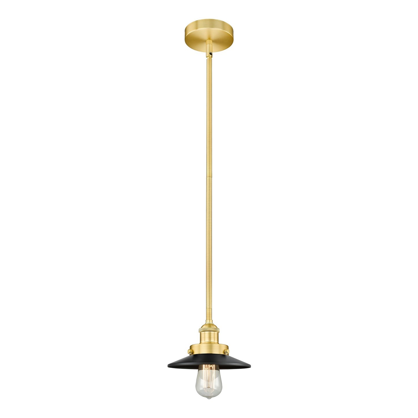 Innovations Edison 8in 1-Light Mini Pendant | Traditional Industrial Satin Gold and Matte Black Metal | Kitchen Island & | Model 616-1SH-SG-M6-BK-LED
