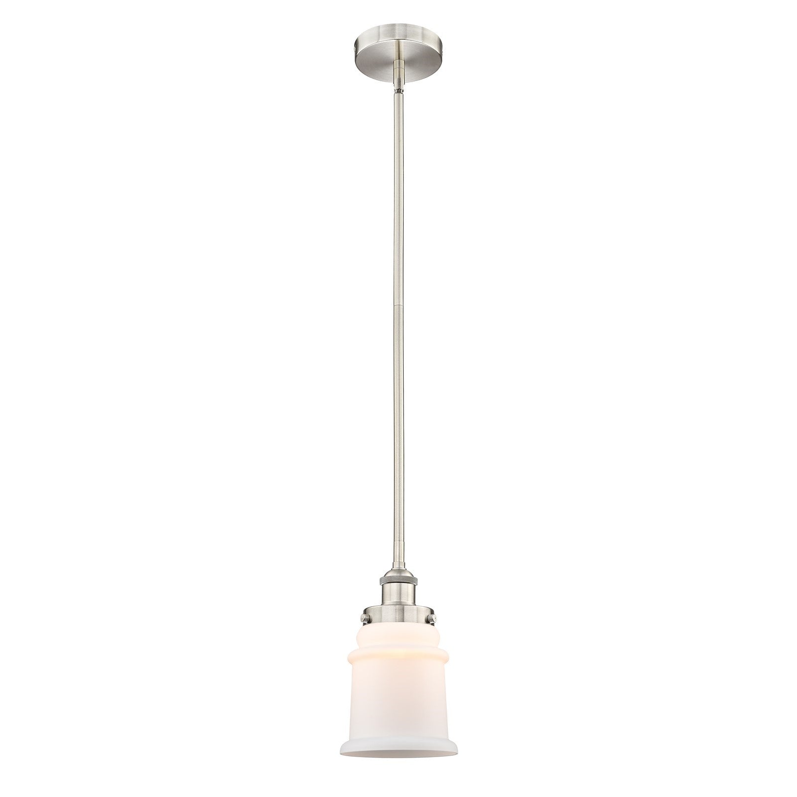 Innovations Canton 6in 1-Light Mini Pendant | Industrial Brushed Satin Nickel and Matte White Frosted Glass | Kitchen Island & | Model 616-1SH-SN-G181