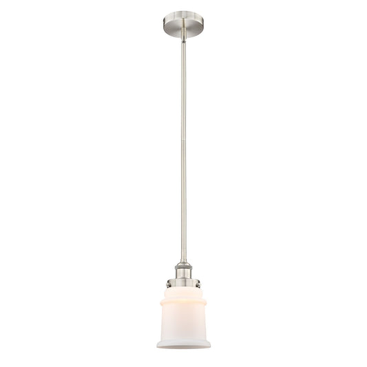 Innovations Canton 6in 1-Light Mini Pendant | Industrial Brushed Satin Nickel and Matte White Frosted Glass | Kitchen Island & | Model 616-1SH-SN-G181