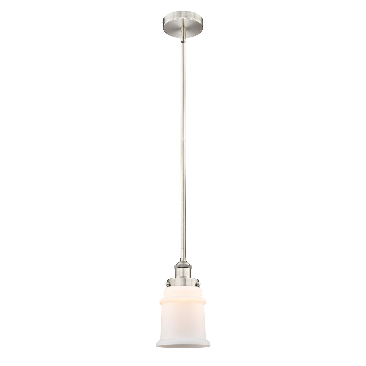 Innovations Canton 6in 1-Light Mini Pendant | Industrial Brushed Satin Nickel and Matte White Frosted Glass | Kitchen Island & | Model 616-1SH-SN-G181