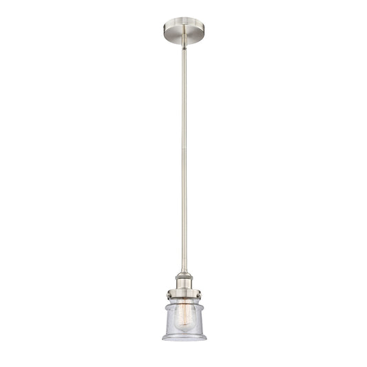 Innovations Canton 5.25in 1-Light Mini Pendant | Industrial Brushed Satin Nickel Steel and Seedy Glass | Kitchen Island & Dining | Model 616-1SH-SN-G184S