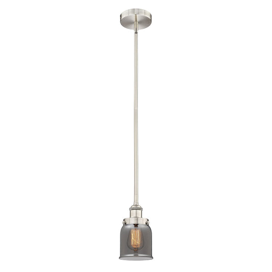 Innovations Bell 5in 1-Light Mini Pendant | Industrial Brushed Satin Nickel Steel and Light Smoke Glass | Kitchen Island & | Model 616-1SH-SN-G53-LED