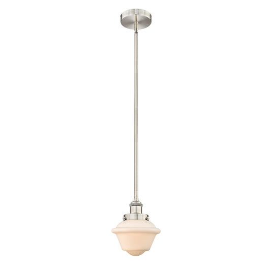 Innovations Oxford 7.25in 1-Light Mini Pendant | Traditional Brushed Satin Nickel and Matte White Frosted Glass | Kitchen | Model 616-1SH-SN-G531-LED