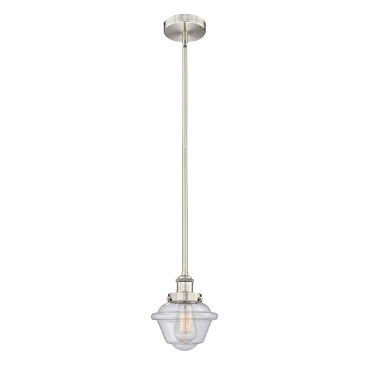Innovations Oxford 7in 1-Light Mini Pendant | Traditional Brushed Satin Nickel Steel and Seedy Glass | Kitchen Island & Dining | Model 616-1SH-SN-G534
