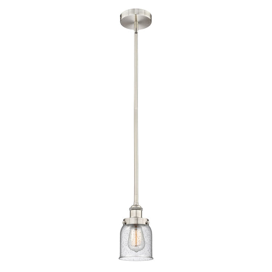 Innovations Bell 5in 1-Light Mini Pendant | Industrial Brushed Satin Nickel Steel and Seedy Glass | Kitchen Island & Dining | Model 616-1SH-SN-G54-LED