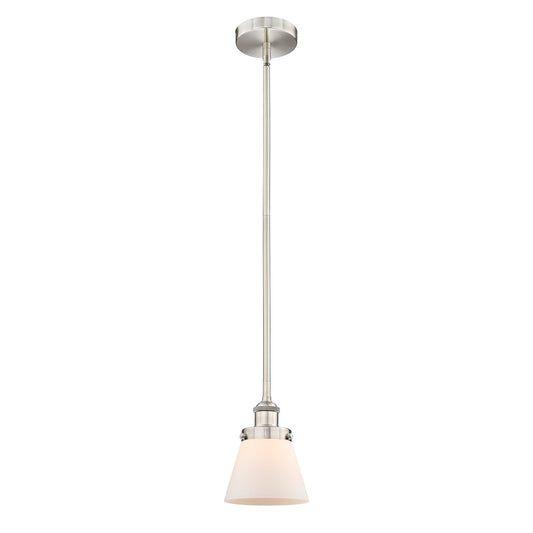 Innovations Lighting Cone 6.25in 1-Light Mini Pendant | Industrial Brushed Satin Nickel and Matte White Frosted Glass | Kitchen | Model 616-1SH-SN-G61