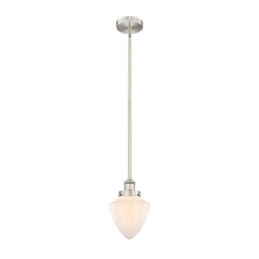 Innovations Bullet 7in 1-Light Mini Pendant | Traditional Art Deco Brushed Satin Nickel and Matte White Frosted Glass | Model 616-1SH-SN-G661-7-LED