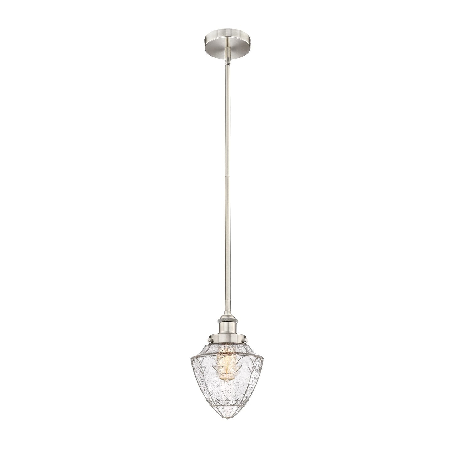 Innovations Bullet 7in 1-Light Mini Pendant | Traditional Art Deco Brushed Satin Nickel and Seedy Glass | Kitchen Island & | Model 616-1SH-SN-G664-7-LED