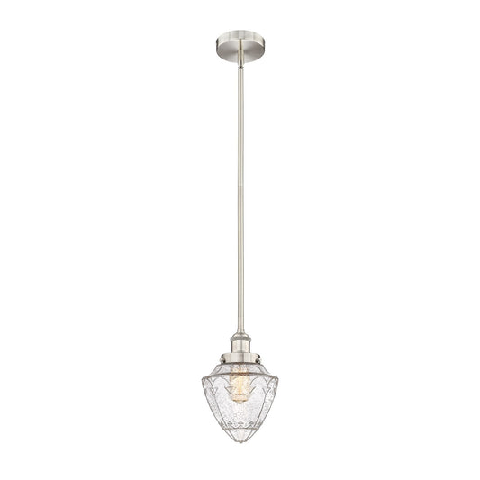Innovations Bullet 7in 1-Light Mini Pendant | Traditional Art Deco Brushed Satin Nickel and Seedy Glass | Kitchen Island & | Model 616-1SH-SN-G664-7-LED