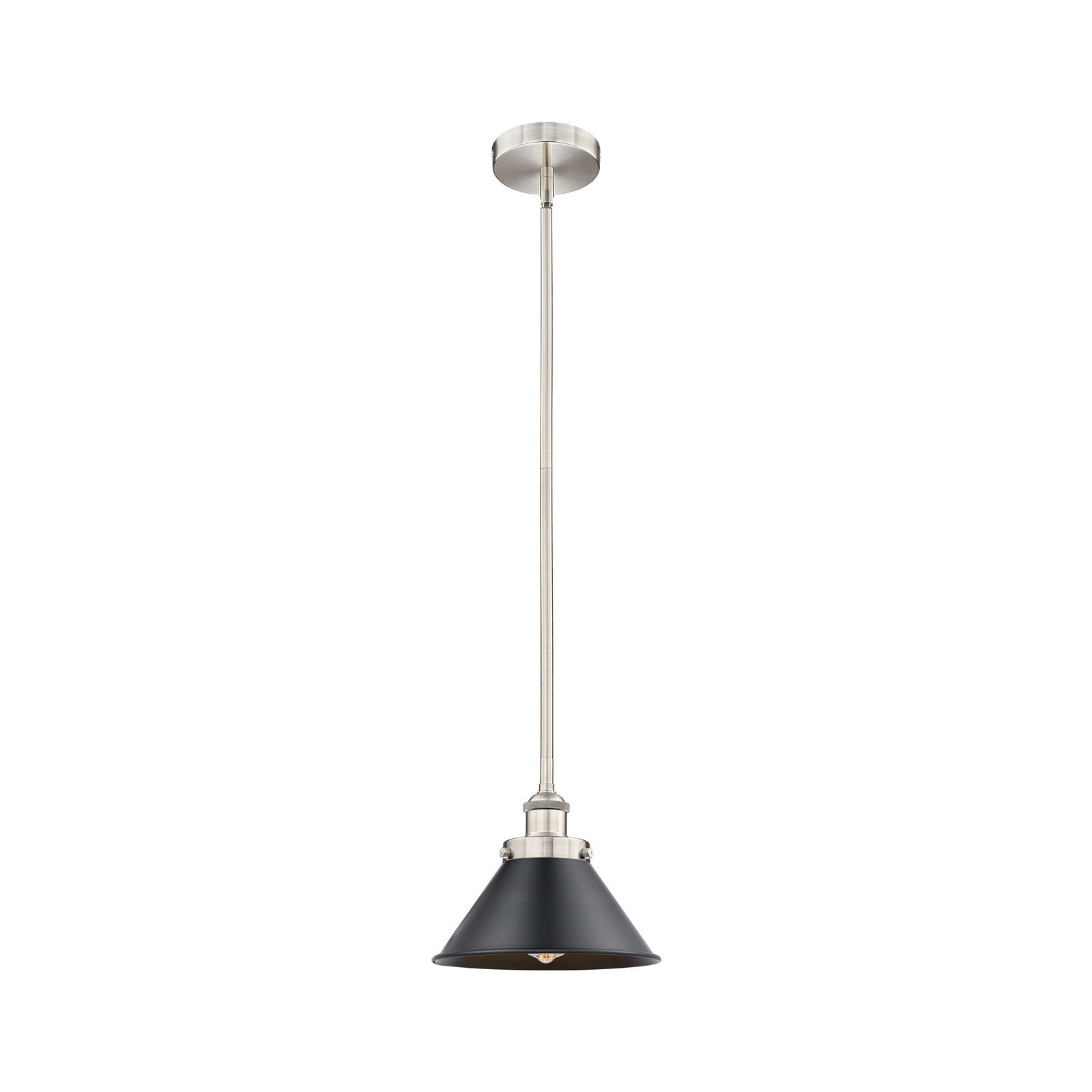 Innovations Briarcliff 10in 1-Light Mini Pendant | Traditional Industrial Brushed Satin Nickel and Matte Black Metal | Kitchen | Model 616-1SH-SN-M10-BK