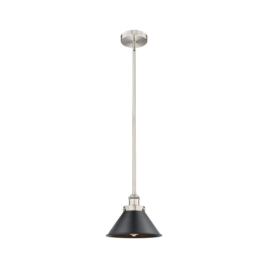 Innovations Briarcliff 10in 1-Light Mini Pendant | Traditional Industrial Brushed Satin Nickel and Matte Black Metal | Model 616-1SH-SN-M10-BK-LED