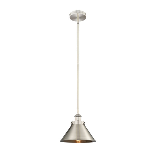 Innovations Briarcliff 10in 1-Light Mini Pendant | Traditional Industrial Brushed Satin Nickel Steel and Metal Shade | Model 616-1SH-SN-M10-SN-LED