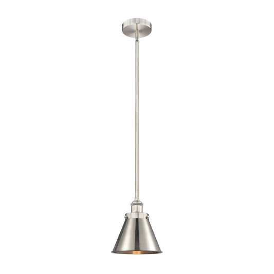 Innovations Appalachian 8in 1-Light Mini Pendant | Industrial Brushed Satin Nickel Steel and Brushed Satin Nickel Metal Shade | Model 616-1SH-SN-M13-SN