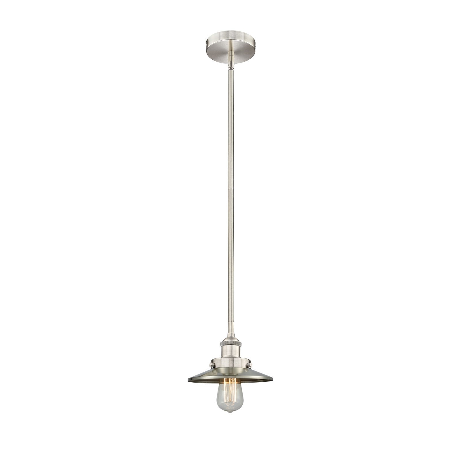 Innovations Lighting Edison 8in 1-Light Mini Pendant | Industrial Brushed Satin Nickel Steel and Metal Shade | Kitchen Island & | Model 616-1SH-SN-M2