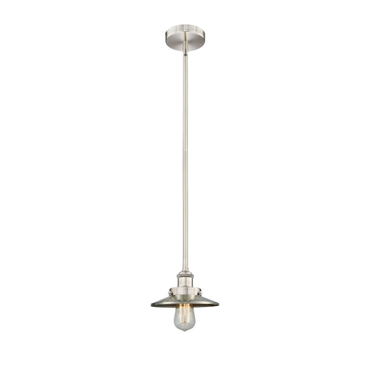 Innovations Lighting Edison 8in 1-Light Mini Pendant | Industrial Brushed Satin Nickel Steel and Metal Shade | Kitchen Island & | Model 616-1SH-SN-M2
