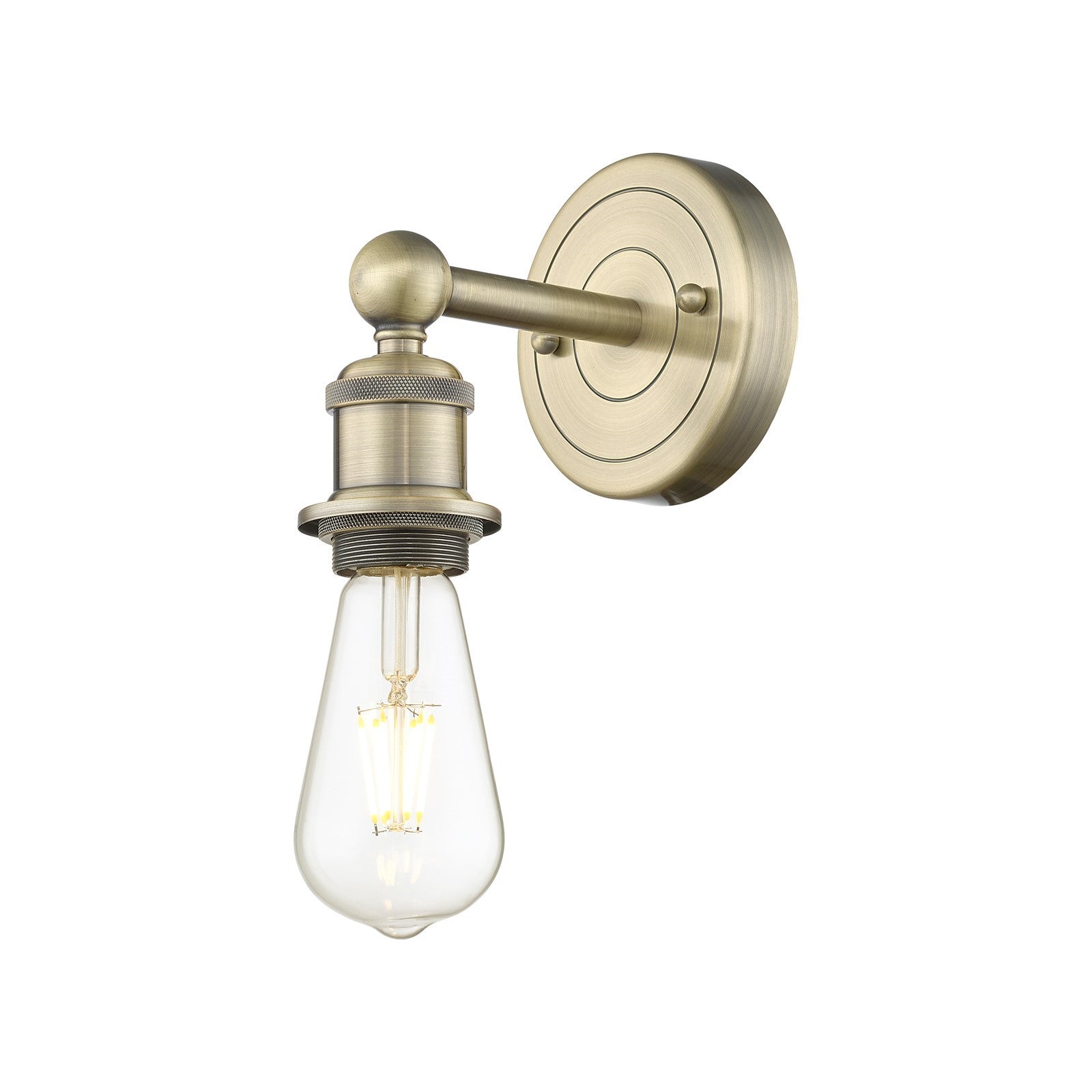 Innovations Edison 1-Light 4.5in Wall Sconce | Industrial Antique Brass Steel and Cast Brass | Covered Patio & Hallway Accent | 4.5 x | Model 616-1W-AB